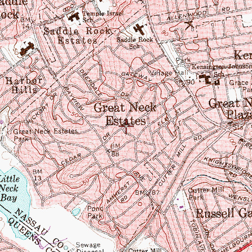 Topographic Map of Great Neck Estates, NY