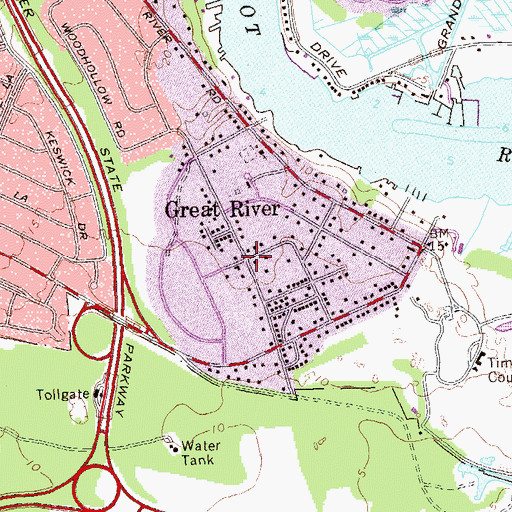 Topographic Map of Great River, NY