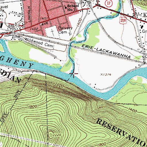 Topographic Map of Great Valley Creek, NY