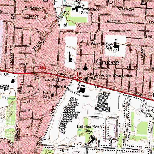 Topographic Map of Greece, NY