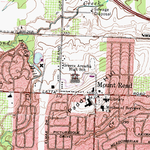 Topographic Map of Greece Arcadia High School, NY