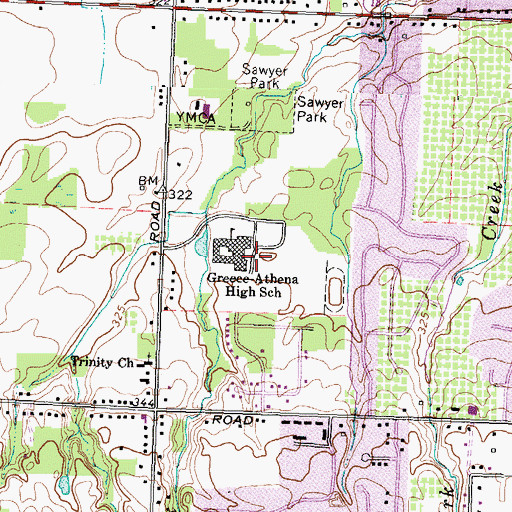 Topographic Map of Greece Athena High School, NY