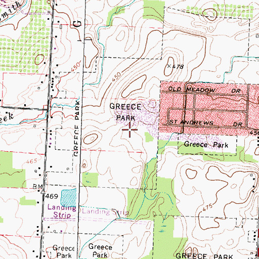Topographic Map of Greece Park, NY