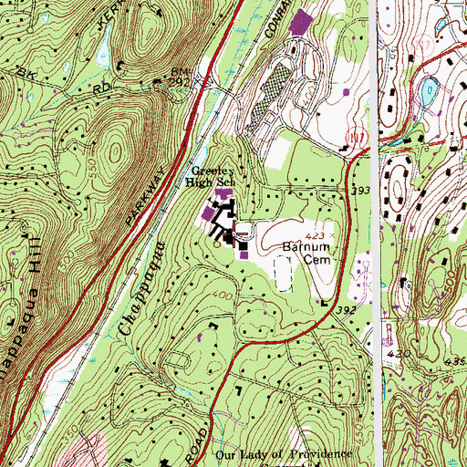 Topographic Map of Horace Greeley High School, NY
