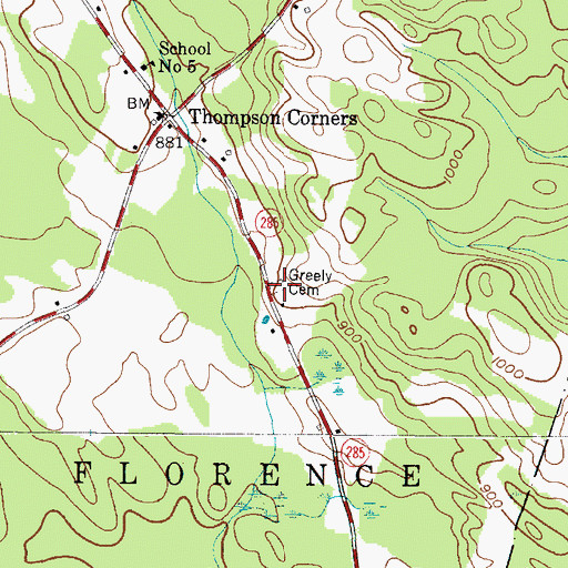 Topographic Map of Greely Cemetery, NY