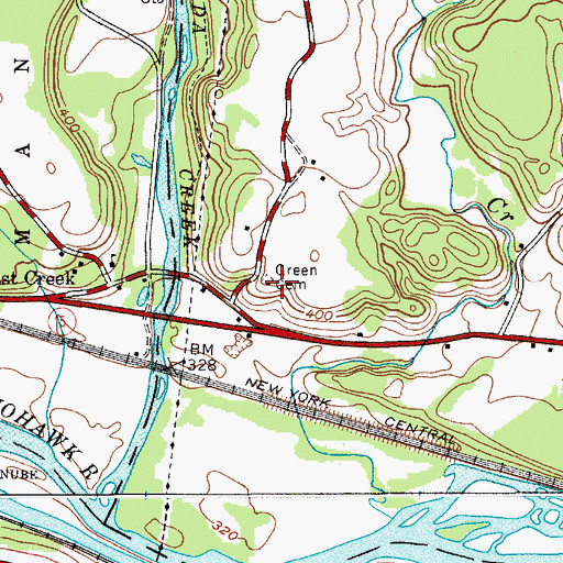 Topographic Map of Green Cemetery, NY