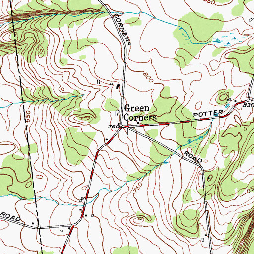 Topographic Map of Green Corners, NY