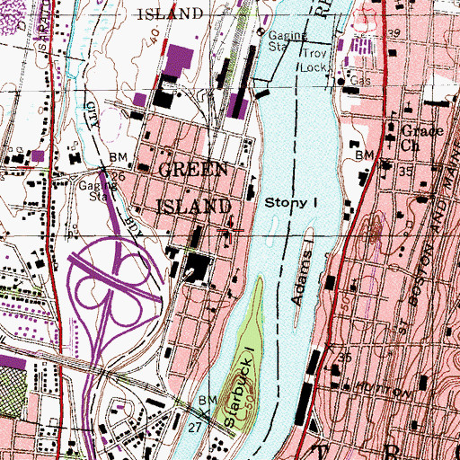Topographic Map of Green Island, NY