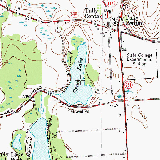 Topographic Map of Green Lake, NY