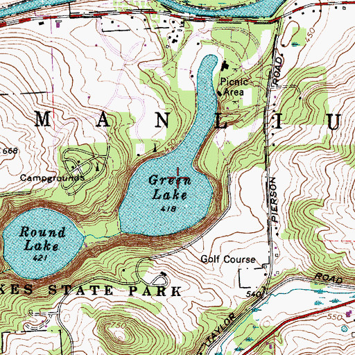 Topographic Map of Green Lake, NY