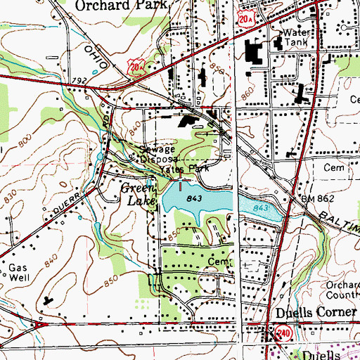 Topographic Map of Green Lake, NY