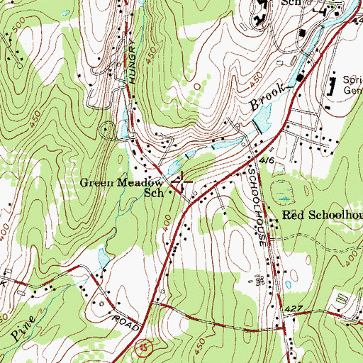 Topographic Map of Green Meadow School, NY
