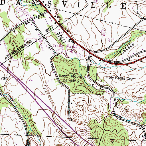 Topographic Map of Green Mount Cemetery, NY
