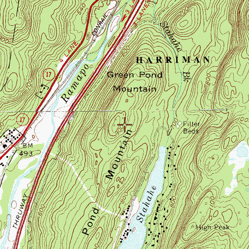 Topographic Map of Green Pond Mountain, NY