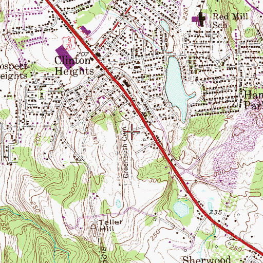 Topographic Map of Greenbush Cemetery, NY