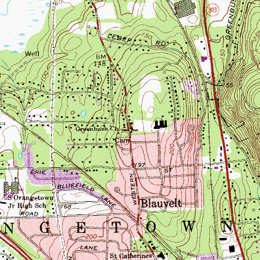 Topographic Map of Greenbush Presbyterian Church, NY