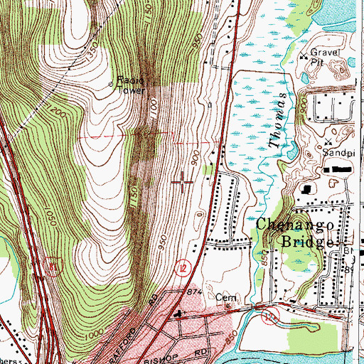 Topographic Map of Greene Point, NY