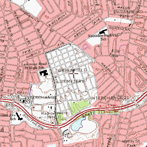 Topographic Map of Greenfield Cemetery, NY