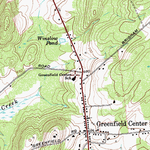 Topographic Map of Greenfield Elementary School, NY