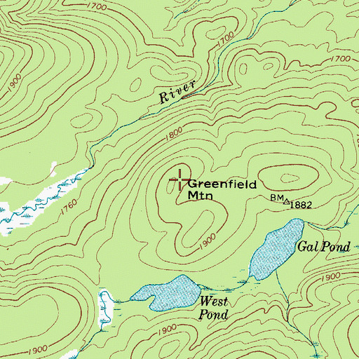 Topographic Map of Greenfield Mountain, NY