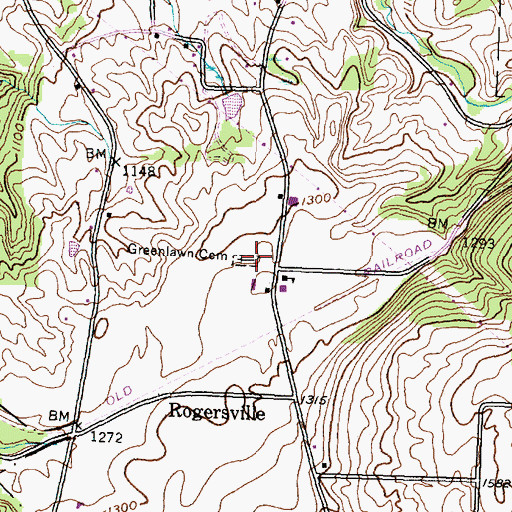 Topographic Map of Greenlawn Cemetery, NY