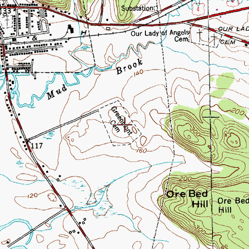 Topographic Map of Greenmount Cemetery, NY