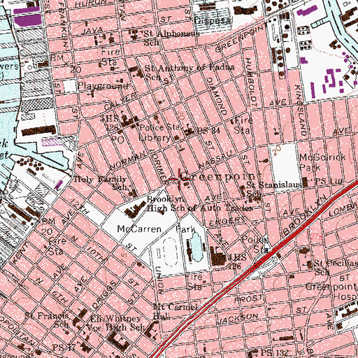 Topographic Map of Greenpoint, NY