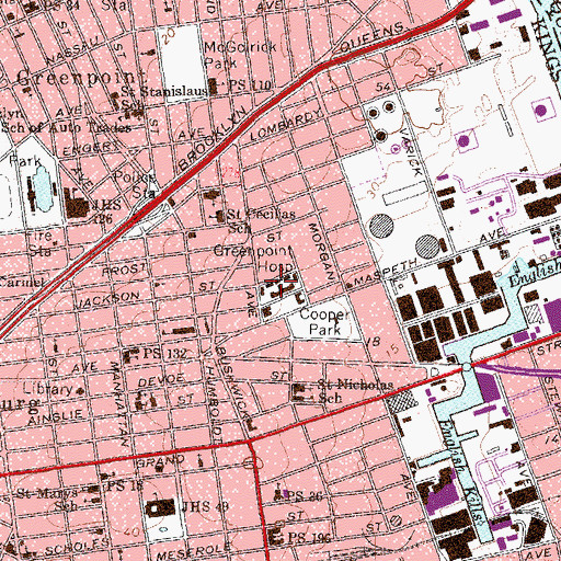 Topographic Map of Greenpoint Hospital (historical), NY