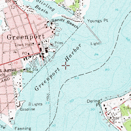 Topographic Map of Greenport Harbor, NY