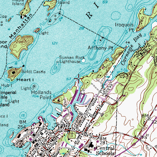 Topographic Map of Greens Creek, NY