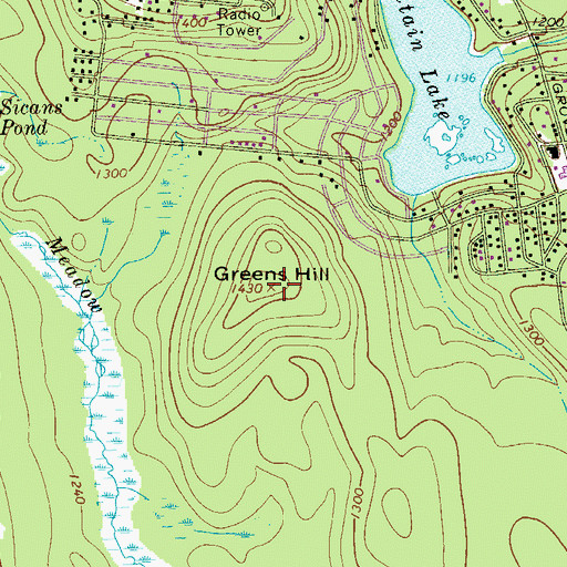 Topographic Map of Greens Hill, NY