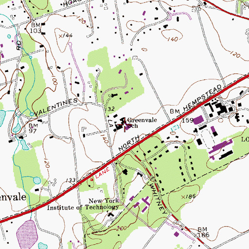 Topographic Map of Green Vale School, NY