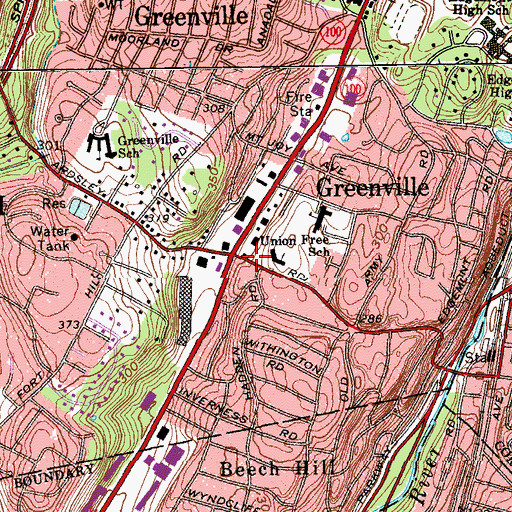 Topographic Map of Greenville, NY