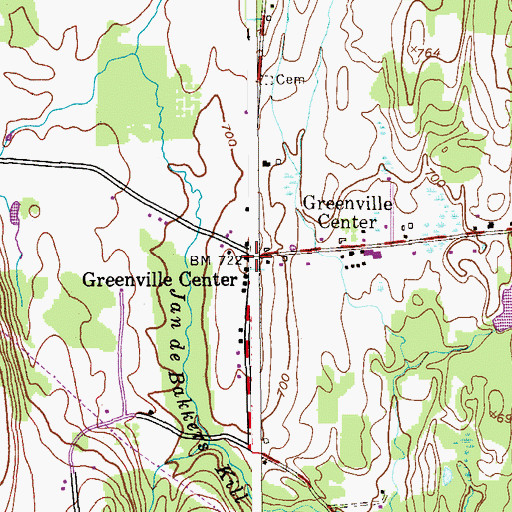 Topographic Map of Greenville Center, NY