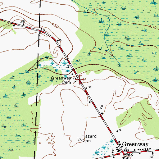 Topographic Map of Greenway Cemetery, NY