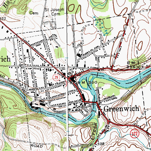 Topographic Map of Greenwich, NY