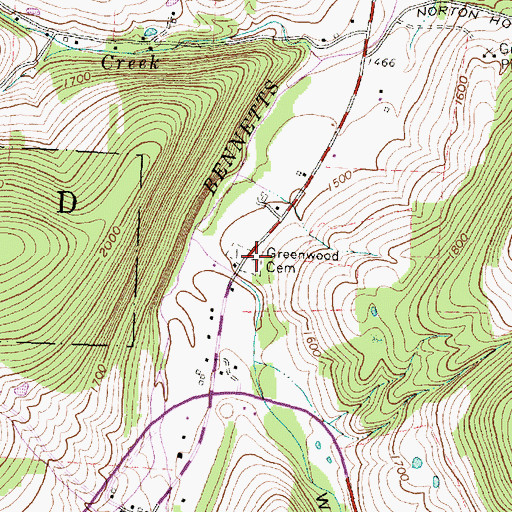 Topographic Map of Greenwood Cemetery, NY