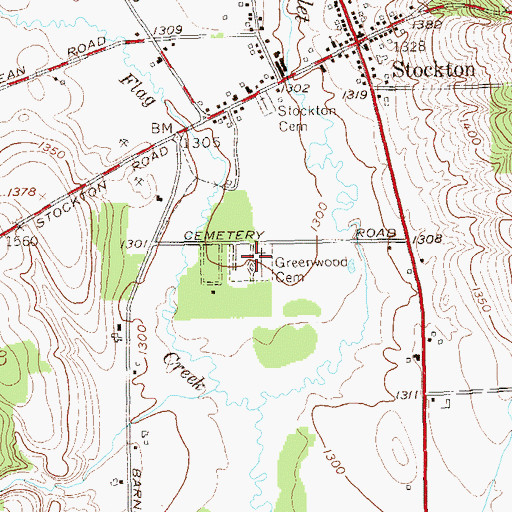 Topographic Map of Greenwood Cemetery, NY