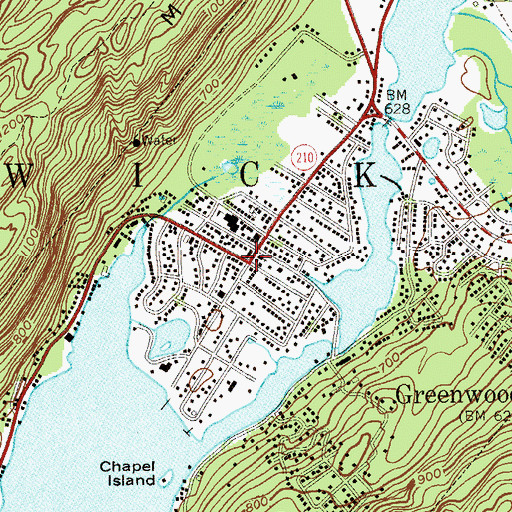 Topographic Map of Greenwood Lake, NY