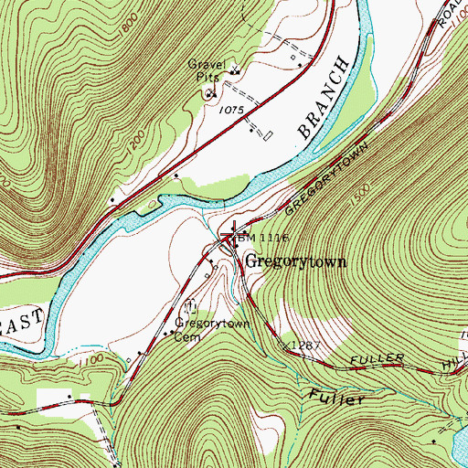 Topographic Map of Gregorytown, NY