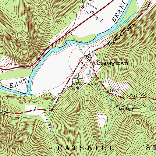 Topographic Map of Gregorytown Cemetery, NY