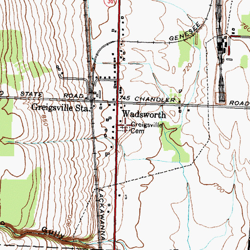 Topographic Map of Greigsville Cemetery, NY