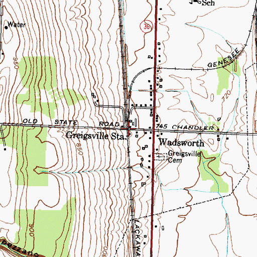 Topographic Map of Greigsville Station, NY