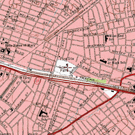 Topographic Map of Greis Park, NY