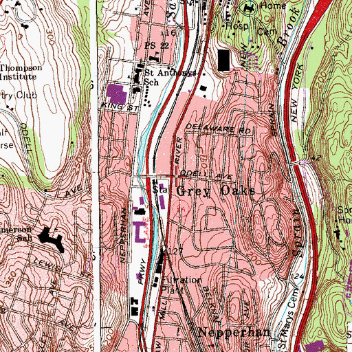Topographic Map of Grey Oaks, NY