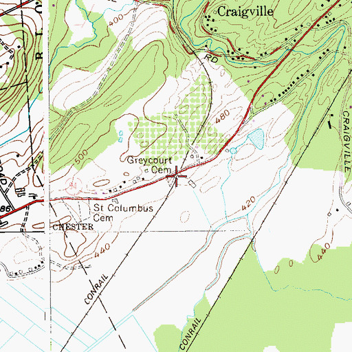 Topographic Map of Greycourt Cemetery, NY