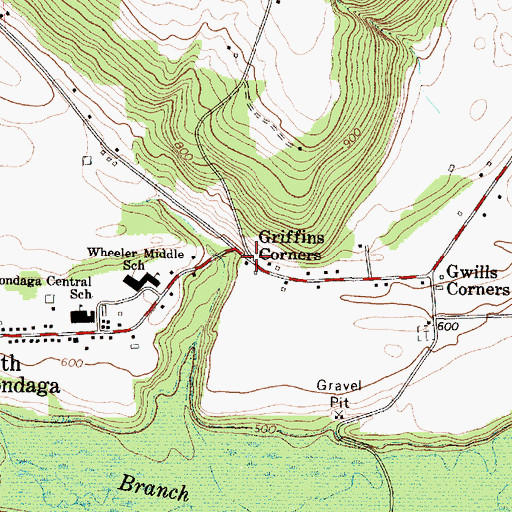 Topographic Map of Griffins Corners, NY