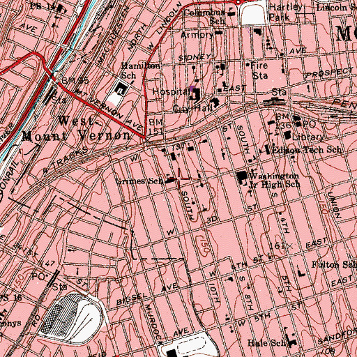Topographic Map of Nelson Mandella High School, NY