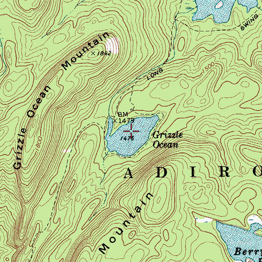 Topographic Map of Grizzle Ocean, NY