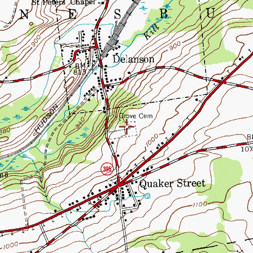 Topographic Map of Grove Cemetery, NY